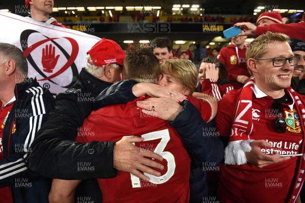 080717 - All Blacks v British & Irish Lions - Third Test - Jonathan Davies of British & Irish Lions with his parents at the end of the game