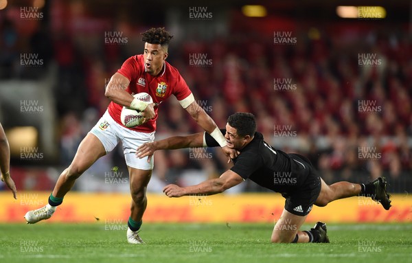 080717 - All Blacks v British & Irish Lions - Third Test - Anthony Watson of British & Irish Lions is tackled by Anton Lienert-Brown of New Zealand