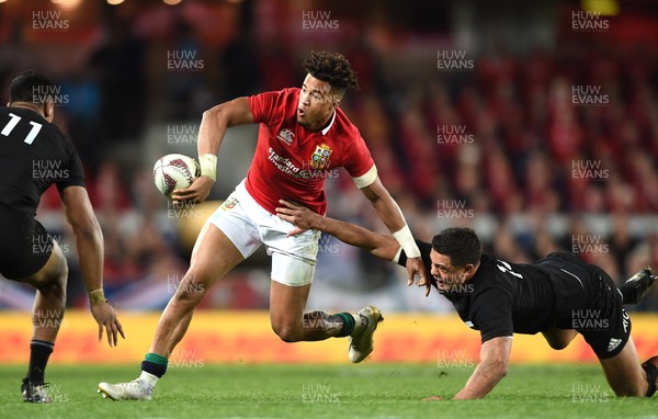 080717 - All Blacks v British & Irish Lions - Third Test - Anthony Watson of British & Irish Lions is tackled by Anton Lienert-Brown of New Zealand