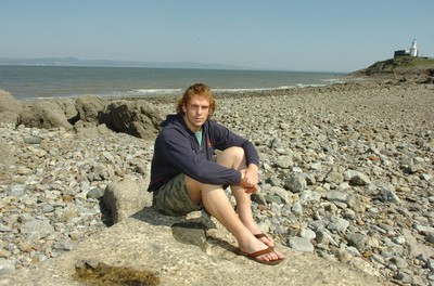 01.05.07 -  Wales and Ospreys rugby player Alun-Wyn Jones on the beach in Mumbles 