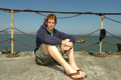 01.05.07 -  Wales and Ospreys rugby player Alun-Wyn Jones on the pier in Mumbles 