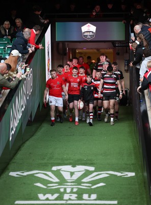 170426 - Amman United v Pontypool United, Road to Principality Finals, Boys U18 Cup Final - The teams run out at the start of the match