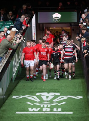 170426 - Amman United v Pontypool United, Road to Principality Finals, Boys U18 Cup Final - The teams run out at the start of the match