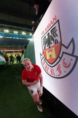 170426 - Amman United v Pontypool United, Road to Principality Finals, Boys U18 Cup Final - Player of the Match Cole Lacey of Amman United celebrates the win