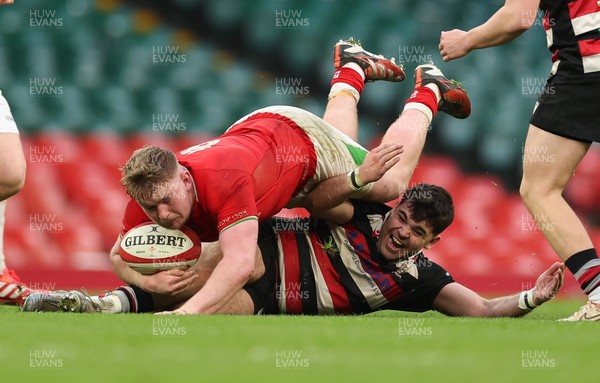 170426 - Amman United v Pontypool United, Road to Principality Finals, Boys U18 Cup Final - Amman United in red take on Pontypool United in the final of the Boys U18 Cup Final