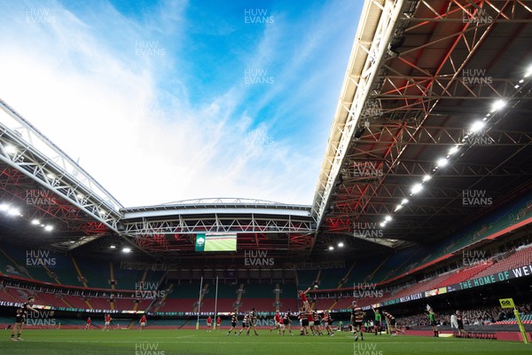 170426 - Amman United v Pontypool United, Road to Principality Finals, Boys U18 Cup Final -  A general view of the Principality Stadium during the final