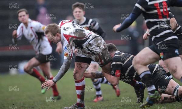 280315 - Amman United RFC v Felinfoel, SWALEC League 1 West - Amman United's Jonny Bevan looks for a way though the Felinfoel defence