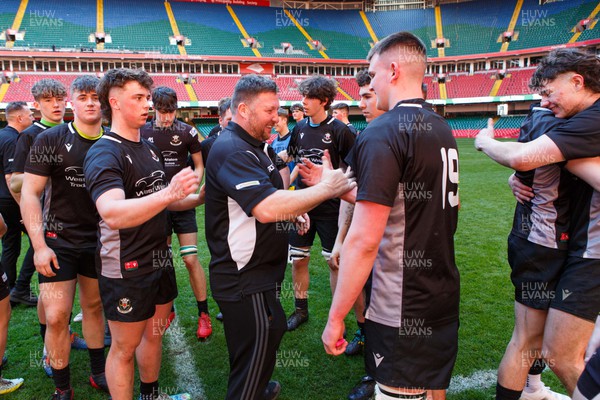 070423 - Ammanford v Burry Port - WRU National Youth U18 Plate Final - Burry Port celebrate winning the Plate final