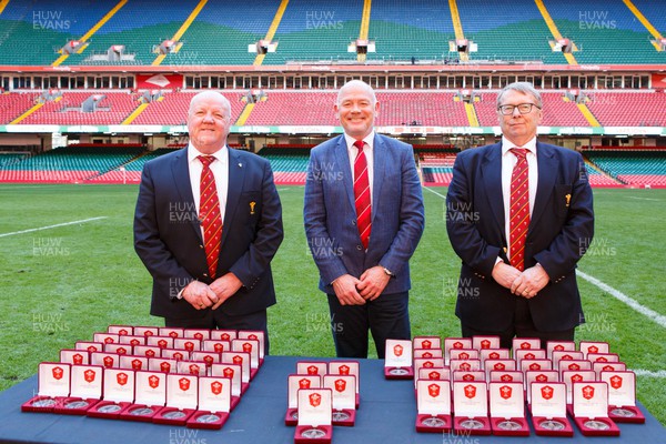 070423 - Ammanford v Burry Port - WRU National Youth U18 Plate Final - Chair of the WRU, Ieuan Evans (centre)