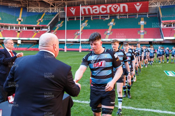 070423 - Ammanford v Burry Port - WRU National Youth U18 Plate Final - Ammanford team receive their medals