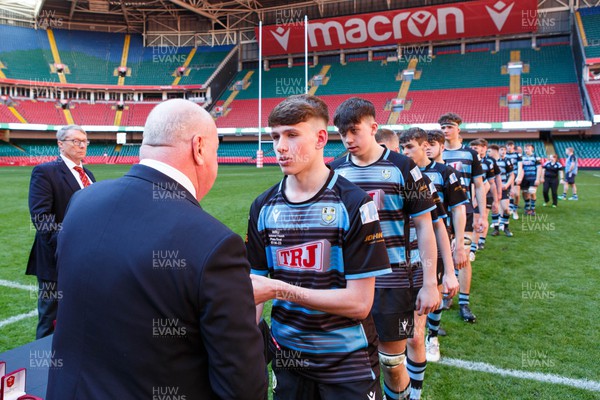 070423 - Ammanford v Burry Port - WRU National Youth U18 Plate Final - Ammanford team receive their medals