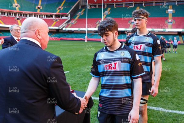 070423 - Ammanford v Burry Port - WRU National Youth U18 Plate Final - Ammanford team receive their medals