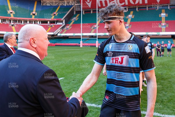 070423 - Ammanford v Burry Port - WRU National Youth U18 Plate Final - Ammanford team receive their medals