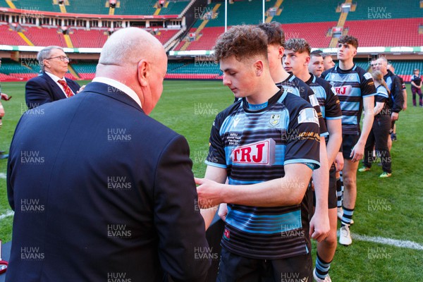 070423 - Ammanford v Burry Port - WRU National Youth U18 Plate Final - Ammanford team receive their medals