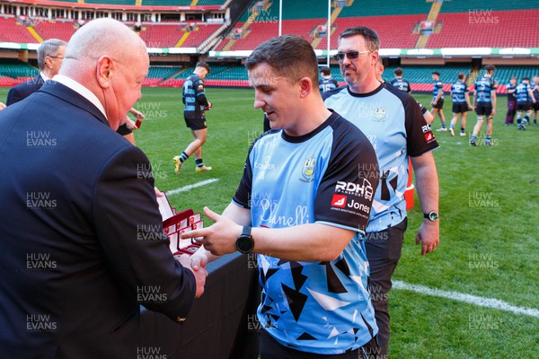 070423 - Ammanford v Burry Port - WRU National Youth U18 Plate Final - Ammanford team receive their medals