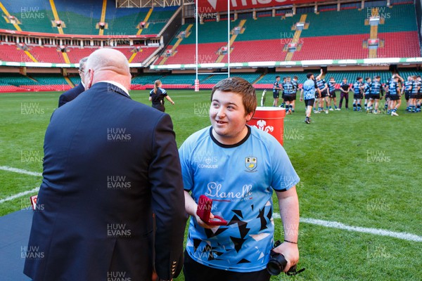 070423 - Ammanford v Burry Port - WRU National Youth U18 Plate Final - Ammanford team receive their medals