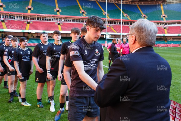 070423 - Ammanford v Burry Port - WRU National Youth U18 Plate Final - Burry Port team receive their medals