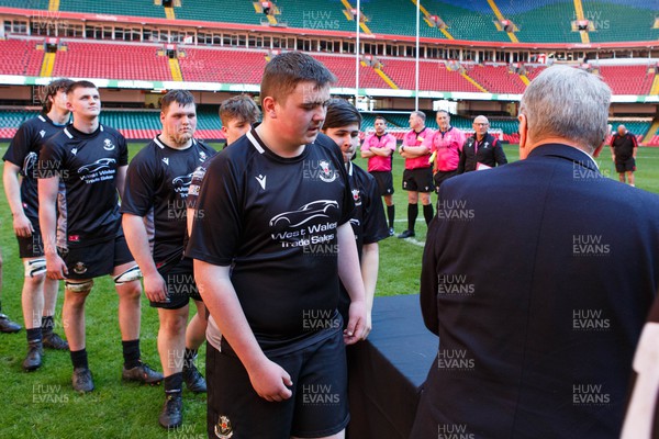 070423 - Ammanford v Burry Port - WRU National Youth U18 Plate Final - Burry Port team receive their medals