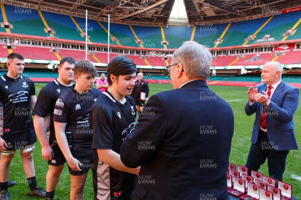 070423 - Ammanford v Burry Port - WRU National Youth U18 Plate Final - Burry Port team receive their medals