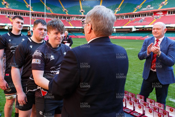 070423 - Ammanford v Burry Port - WRU National Youth U18 Plate Final - Burry Port team receive their medals