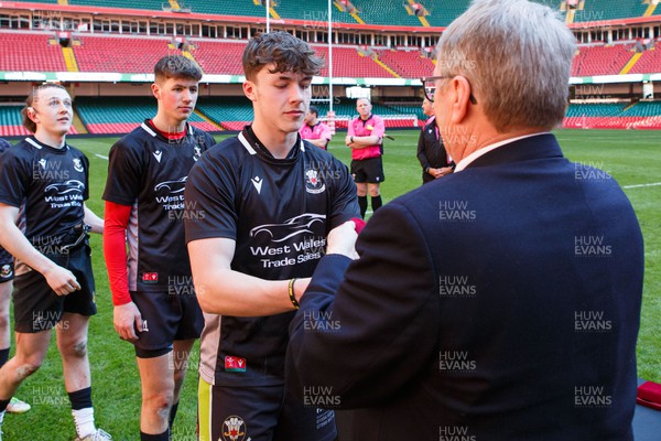 070423 - Ammanford v Burry Port - WRU National Youth U18 Plate Final - Burry Port team receive their medals