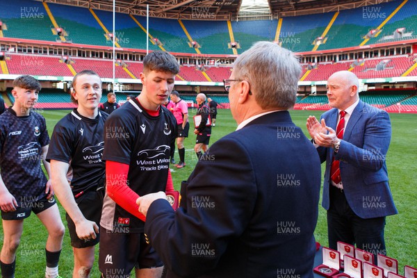 070423 - Ammanford v Burry Port - WRU National Youth U18 Plate Final - Burry Port team receive their medals