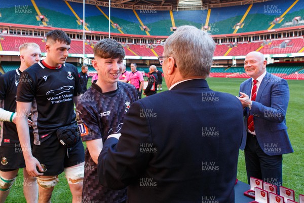 070423 - Ammanford v Burry Port - WRU National Youth U18 Plate Final - Burry Port team receive their medals