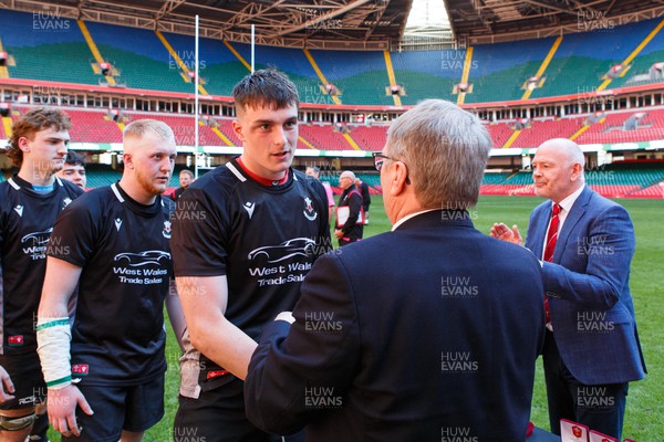 070423 - Ammanford v Burry Port - WRU National Youth U18 Plate Final - Burry Port team receive their medals