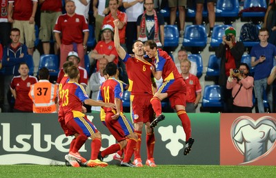 090914 - Andorra v Wales - 2016 Euro Qualifier -Ildefons Lima (6) of Andorra celebrates his goal