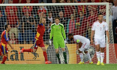 090914 - Andorra v Wales - 2016 Euro Qualifier -Ildefons Lima (6) of Andorra celebrates his goal