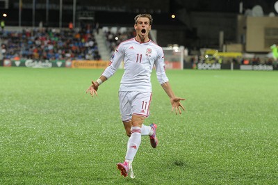 090914 - Andorra v Wales - 2016 Euro Qualifier -Gareth Bale of Wales celebrates his second goal