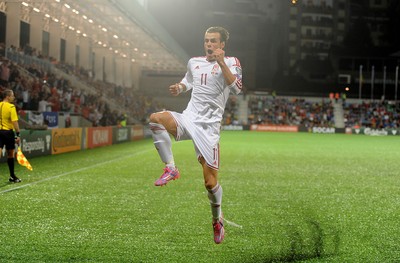 090914 - Andorra v Wales - 2016 Euro Qualifier -Gareth Bale of Wales celebrates his second goal