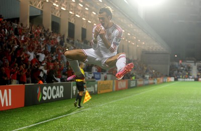 090914 - Andorra v Wales - 2016 Euro Qualifier -Gareth Bale of Wales celebrates his second goal