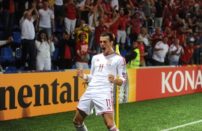 090914 - Andorra v Wales - 2016 Euro Qualifier -Gareth Bale of Wales celebrates his second goal
