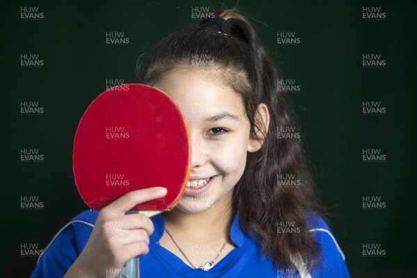 300118 - Picture shows 11-year-old Welsh Commonwealth Games table tennis prodigy Anna Hursey at her training session in Cardiff, South Wales