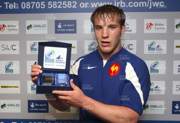 18.06.08 - Argentina v France, IRB Junior World Championship, Play-Off matches, Swansea -  France's Arthur Chollon with his Man of The Match Award  