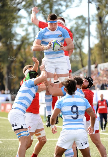 040619 - Argentina U20 v Wales U20 - World Rugby Under 20 Championship -  Lucas Bur of Argentina wins a line out