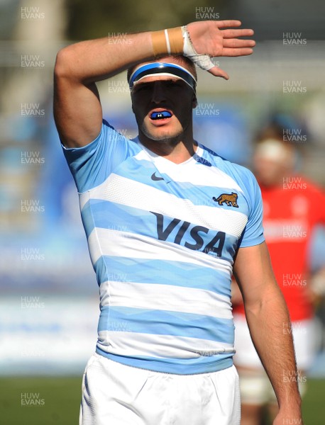 040619 of Argentina U20 v Wales U20 - World Rugby Under 20 Championship -  Lucas Bur of Argentina shields his eyes from the brightness of the intense sun 