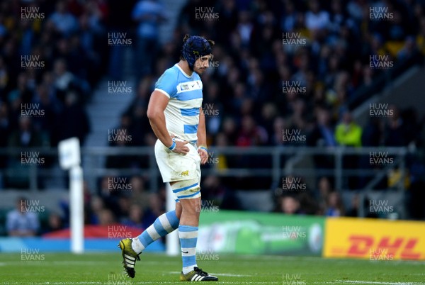 251015 - Argentina v Australia - Rugby World Cup Semi Final 2015 -Tomas Lavanini of Argentina leaves the field after being shown a yellow card