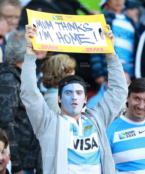 250915 - Argentina v Georgia - Rugby World Cup - Argentina fans enjoy the game at Kingsholm