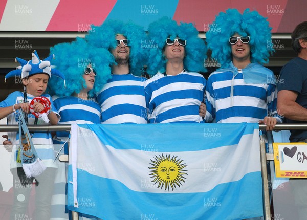 250915 - Argentina v Georgia - Rugby World Cup - Argentina fans enjoy the game at Kingsholm