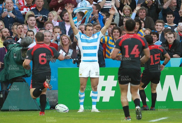 250915 - Argentina v Georgia - Rugby World Cup - Juan Imhoff of Argentina celebrates scoring a try