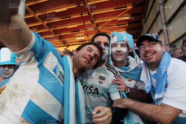 250915 - Argentina v Georgia - Rugby World Cup - Marcelo Bosch of Argentina takes a selfie with fans