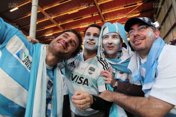 250915 - Argentina v Georgia - Rugby World Cup - Marcelo Bosch of Argentina takes a selfie with fans