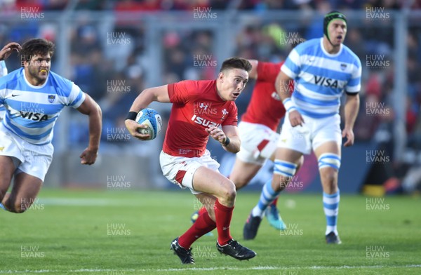 090618 - Argentina v Wales - International Rugby Union - Josh Adams of Wales gets into space