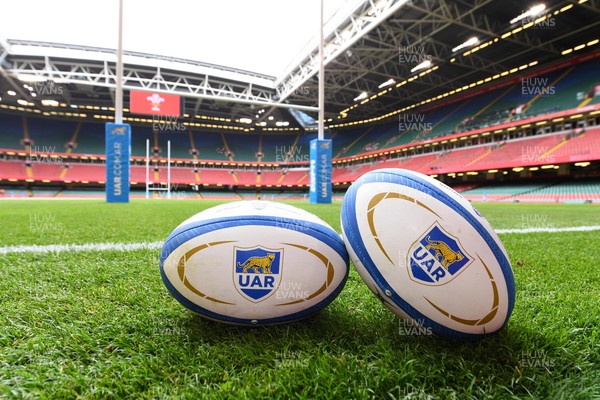 100721 - Argentina v Wales - International Rugby - Match balls at Principality Stadium ahead of kick off