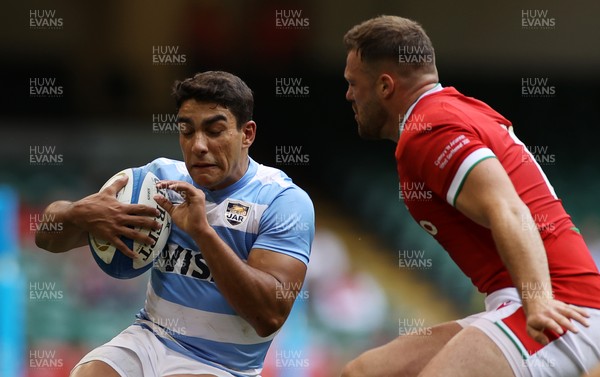 100721 - Argentina v Wales - Summer International Series - Santiago Carreras of Argentina is tackled by Owen Lane of Wales