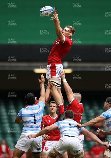 100721 - Argentina v Wales - Summer International Series - Ben Carter of Wales wins the line out