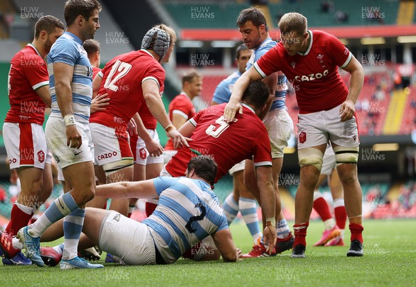 100721 - Argentina v Wales - Summer International Series - Will Rowlands of Wales celebrates scoring a try