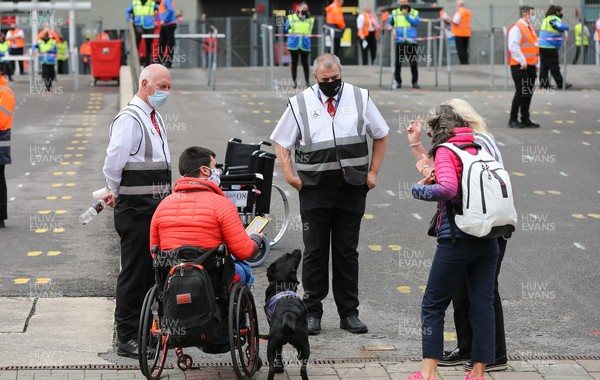 100721 - Argentina v Wales, Summer International First Test - Stewards assist disabled guests outside the ground